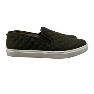 Steve Madden Womens 10 Sneaker Olive Green Ecentrcq Slip On Quilted Loafer Shoe
